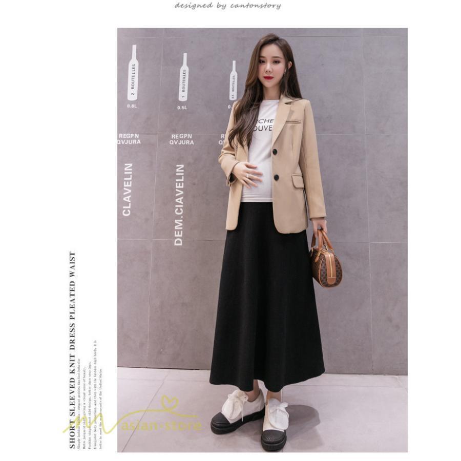 スカート | マタニティレディース 妊婦服 無地 着痩せ ハイウエスト カジュアル Aライン産前産後 体型カバー マタニティウェア ウエスト調整