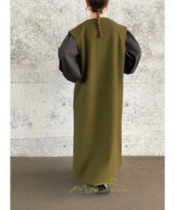 マキシ | ワンピース ジャンパースカート ジャンスカ 深Vネック ロングワンピース Vネック スリット入りロングワンピース ノースリーブ オフィス 大人 30代40代