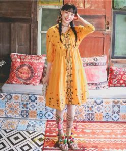 ミニ丈 | ワンピース レディース 夏 秋 ひざ上 カジュアル 大人 20代 30代 40代 50代 ママ 母 OL 謝恩会 食事会 個性的 民族風 三色展開 海外セレブ 女子会 上品