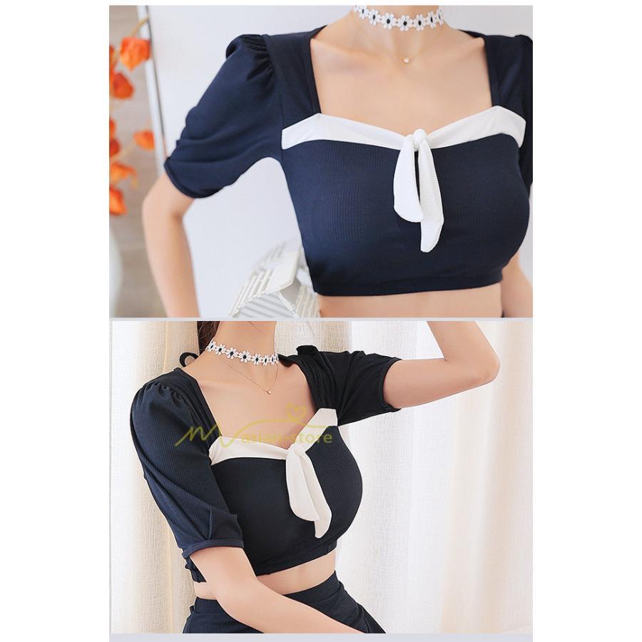 水着 | レディース ワンピース型 体型カバー 温泉2点セット 水着セット セクシー お洒落 可愛い 20代30代40代 無地 セパレート 韓国ファッション 着痩せ