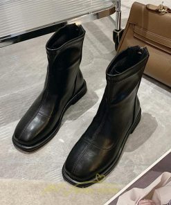 ショートブーツ | ブーツ レディース グランドトゥ 痛くない 歩きやすい 疲れない 滑りにくい 履きやすい ブラック オフホワイト カーキ ブラウン 22.5cm-25cm 黒