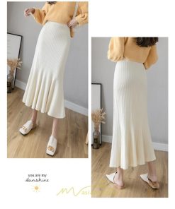 スカート | ロング丈 秋冬 レディース ロングウエストゴム ハイウエスト 黒 グレー マーメイド コーデ お出かけ 韓国風 脚長効果 フレア 人気新作