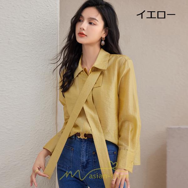 シャツ・ブラウス | シフォンブラウス 長袖 レディース シフォン ブラウス フォーマル カジュアル リボン 着痩せ 通勤 通学 オシャレ 可愛い 秋服 上品 キレイめ 2022 ナチュラル