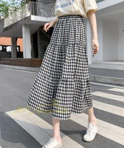 スカート | チェック柄 ロング丈 フレア ボトムス レディース おすすめ おしゃれ ブラック フリーサイズ カジュアル お出かけ 通勤通学 着痩せ 20代30代40代50代