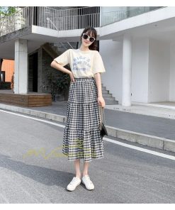 スカート | チェック柄 ロング丈 フレア ボトムス レディース おすすめ おしゃれ ブラック フリーサイズ カジュアル お出かけ 通勤通学 着痩せ 20代30代40代50代