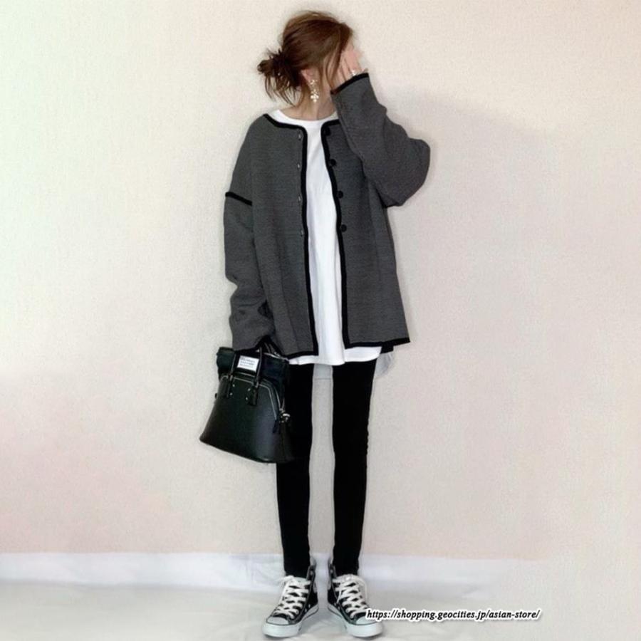 カーディガン | 秋冬 レディース 長袖 アウター 羽織り ツイード ノーカラー ツイードノーカラーゆったり トップス カーディ 楽チン