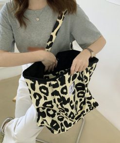 ショルダーバッグ | ヒョウ柄 キャンバストートバッグ 韓国