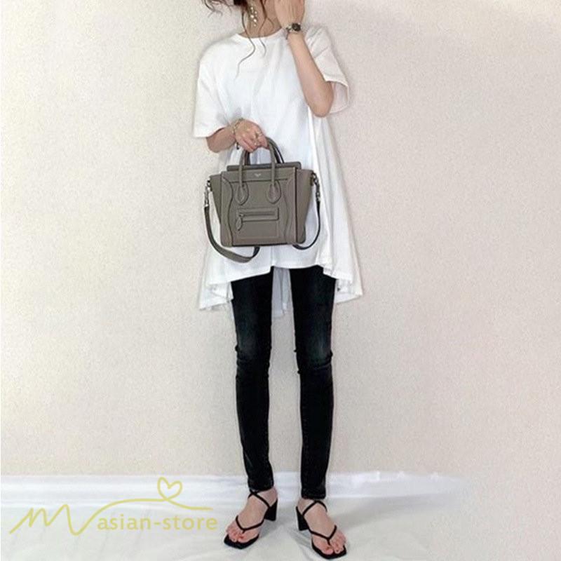 tシャツ・カットソー | Tシャツ レディース 半袖 カジュアル クルーネック おしゃれ 女性用 シンプル 無地 フレア カジュアル 可愛い トップス カットソー 4色 上品 フリーサイズ