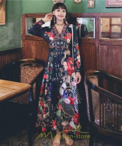 マキシ | マキシワンピース レディース ロング丈 大人 ワンピ 花柄 夏秋 Vネック カジュアル 着やせ きれいめ 撮影 人気 二次会 パーティー 通気 ゆったり 夏秋服