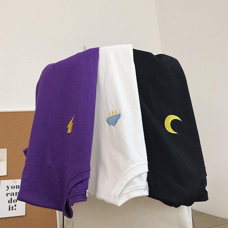 Tシャツ | Tシャツ メンズ 半袖 無地 レディース 天気 刺繍 カジュアル シンプル 夏新作 ゆったり 半袖カットソー 夏 大きいサイズ 2022 ゆったり ファッション