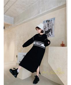 マキシ | 黒ワンピース 長袖ワンピース 秋物 レディース ロングワンピース ゆったり 大きいサイズ 裾スリット 30代40代 大人 ワンピース かわいい 通学通勤 20代50代