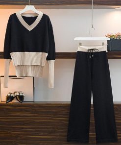 セットアップ | 2点セット ニットセーター レディース 秋 冬 長袖 セーター 上下セット かわいい 20代 30代 カジュアル 40代 ワイドパンツ 着痩せ 50代 新作