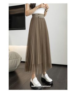 スカート | レディース 春秋 チュール美脚 プリーツロングAライン 体型カバー ボトムス おしゃれ 大人 通勤 お出かけ オシャレ