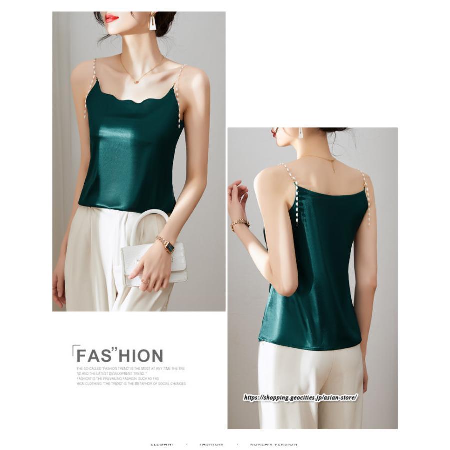 キャミソール タンクトップ | キャミソール サテン インナー レディース 重ね着 キャミ サテン生地 下着 肌着 ノースリーブ 光沢感のあるキャミソール 秋 滑らかな手触り 夏 トップス 春