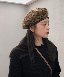 ベレー帽 | 起毛 レオパード柄 秋冬