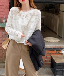 透かし編みトップス | 透かし編みニットレディースメッシュニット