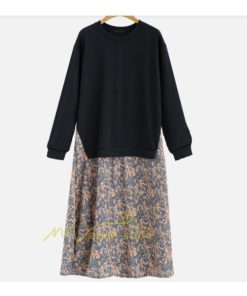 マキシ | ワンピース ドッキングワンピース レディース 長袖 2way ニット 重ね着風 大きいサイズ 30代 40代 50代 お出かけ マキシワンピ 体型カバー カジュアル 春夏秋