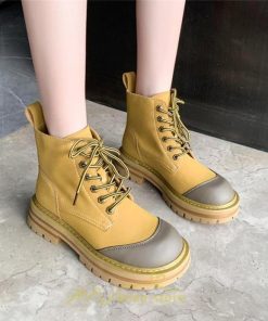 ショートブーツ | ブーツ レディース シューズ 厚底 おしゃれ  編み上げブーツ 2022トレンド 黒 黄色 灰色 歩きやすい 通学 通勤 旅行 外出 お出かけ デート