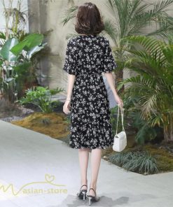 ミディアム | ワンピース 半袖 花柄 きれいめ レディース ひざ丈 ミディアムワンピース サマーワンピース 上品 シフォン Aライン きれいめ 夏 通勤 お出かけ 通学 春 上品