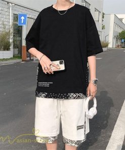 Tシャツ | Tシャツ メンズ 半袖 重ね着風 カジュアル半袖tシャツ 夏新作 メンズスタイル カットソー 上品 切り替え 2XL 大きいサイズ クルーネック 黒 白