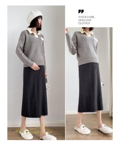 スカート | マタニティ秋 冬 レディース ニット妊婦服 産前 産後 着痩せ 裾口スリット 上品 マタニティウェア きれいめ ウエスト調整 コーデ