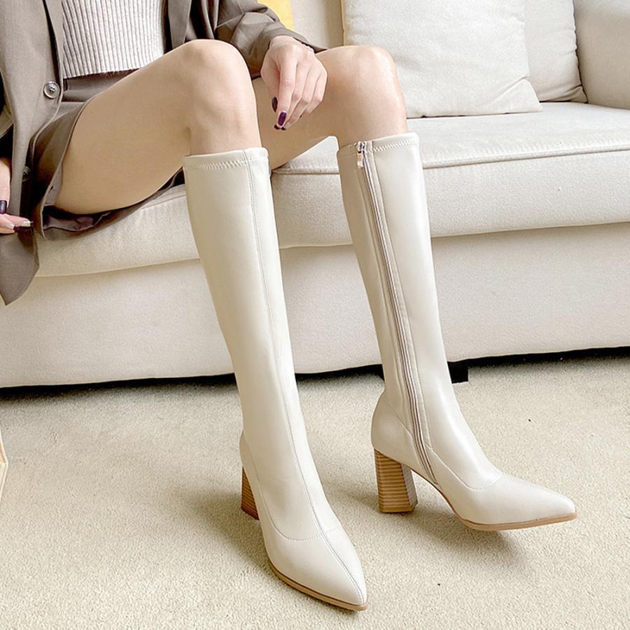 ニーハイブーツ | ロングブーツ レディース 太ヒール