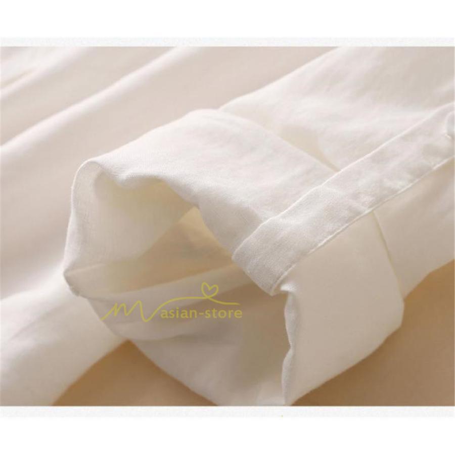 ミディアム | シャツワンピ 2WAY カーディガン 長袖 ロング 無地 体型カバー ワンピース アウター レディース ロングシャツ チュニック トップス 綿麻混ワンピース 冷房対策