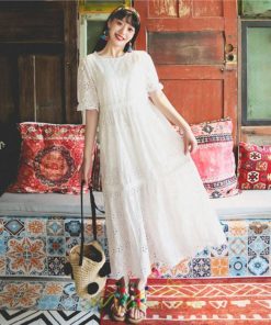 マキシ | ワンピース 夏 レース 半袖 ロングワンピ ワンピ ロング丈ワンピース ロングワンピース 無地 可愛い ナチュラル きれいめ 外出 大人 お出かけ かわいい 着痩せ