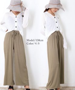 ワイドパンツ | ハイウエスト レディース ストレートパンツ 接触冷感 ロングパンツ ハイウエストサマーパンツ リラックスパンツ