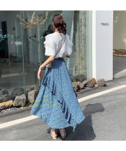 スカート | シフォンスカートマキシスカートフレアシフォンマキシ丈スカート夏 リゾートウエストゴムロングスカート結婚式 20代30代40代50代 カジュアル 不規則