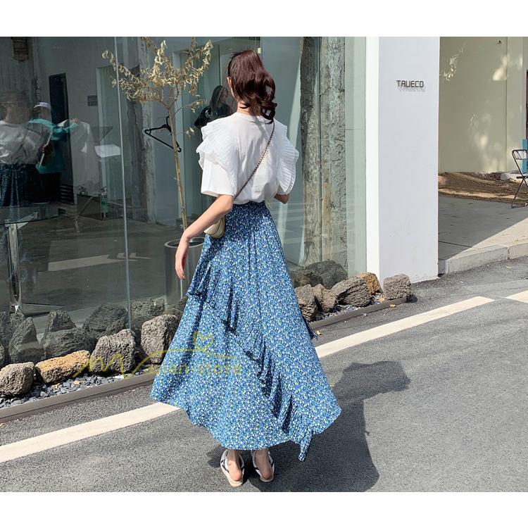 スカート | シフォンスカートマキシスカートフレアシフォンマキシ丈スカート夏 リゾートウエストゴムロングスカート結婚式 20代30代40代50代 カジュアル 不規則