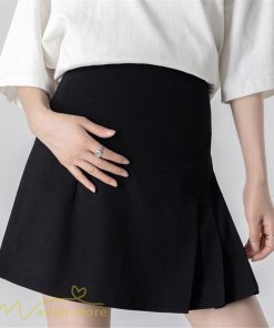 スカート | マタニティウェア ショート丈 マタニティ大きいサイズ 夏服 サマー ミニ裏地付き 妊婦 上品 ママ プリーツ きれいめ ウエスト調整