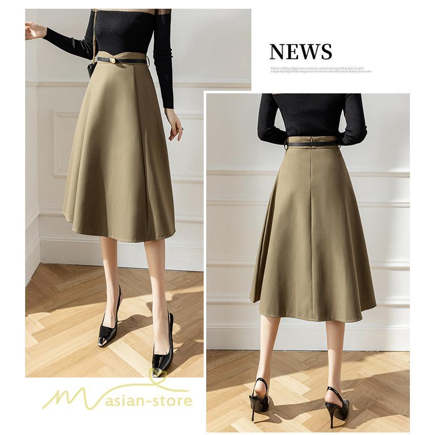 スカート | Aラインレディース 着痩せ 大人 カジュアル 秋冬コーデ 無地 40代 50代 大きいサイズ ひざ丈 膝丈 20代 ハイウエスト きれいめ 30代 大人