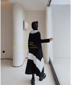 マキシ | 切り替えワンピース 秋 レディース 裾プリーツワンピース ロングワンピース ゆったり 大きいサイズ 秋物 長袖 30代50代 大人 プリーツ 可愛い Vネック