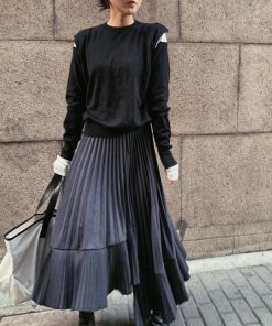 スカート | プリーツロング 白 黒 マーメイドレディース マーメイド ロングミモレ ハイウエスト 着やせ 揺れる ウエストゴム 春秋冬