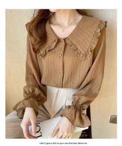 シャツ・ブラウス | ブラウス シャツ レディース 40代 上品 ブラウス きれいめ 通勤 OL ビジネス ゆったり 白  コーヒー ホワイト 秋 シフォン 夏 上品 秋コーデ 着痩せ