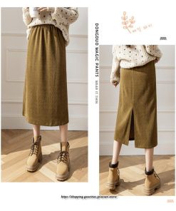 スカート | ロングロング丈 ミモレ丈 ミモレ ウエストゴム 秋 冬 秋冬 あったか コットン カジュアル Aライン 着痩せ スリット キレイめ 2022新作　