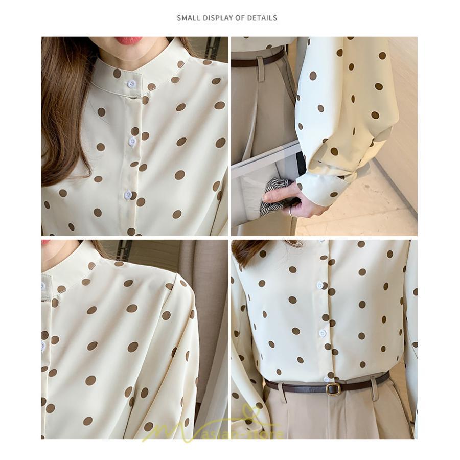 シャツ・ブラウス | シャス ブラウス 春夏 秋 シフォン レディース 長袖 フォーマル オフィス 入学式 入園式 ドット柄 外出 お出かけ ビジネス 20代30代40代50代 通勤 OL