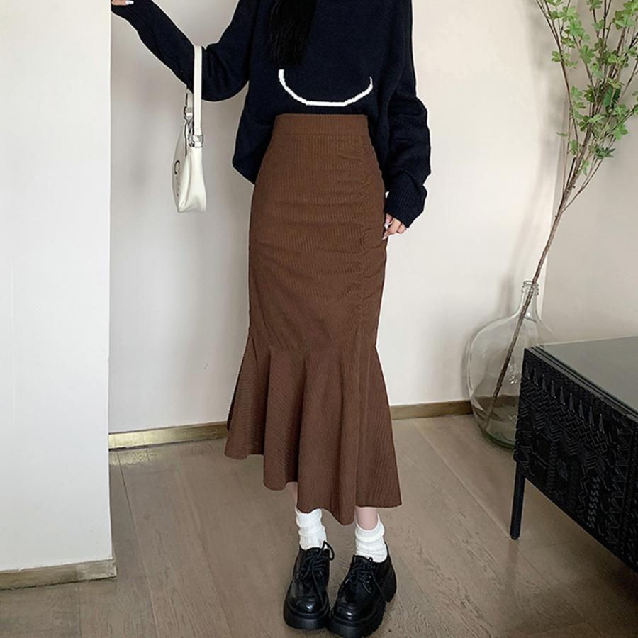 ロングスカート | マーメイドスカート秋冬 ロングスカート黒