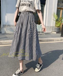 スカート | チェック柄 ロング丈 フレア ボトムス レディース 春 夏 秋 冬 体系カバー Aライン ウエストゴム おしゃれ 通勤 OL カジュアルブ無地 韓国風