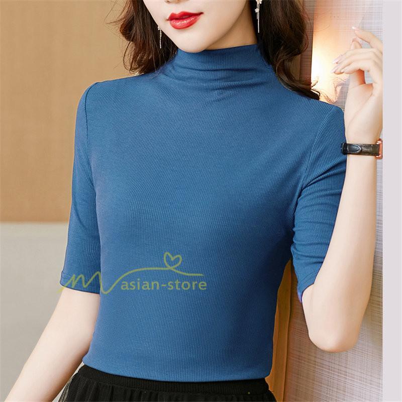 tシャツ・カットソー | トップス カットソー インナー Tシャツ レディース 五分袖 春 カジュアル おしゃれ 女性用 シンプル 着痩せ 20代30代40代50代 ホワイト ブラック 夏物 無地