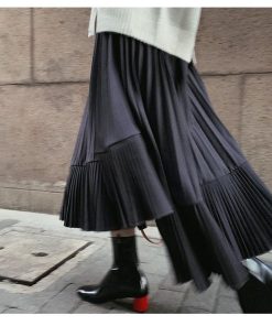 スカート | プリーツロング 白 黒 マーメイドレディース マーメイド ロングミモレ ハイウエスト 着やせ 揺れる ウエストゴム 春秋冬