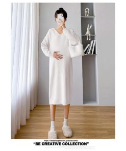 マキシ | ワンピース レディース 秋 ニットワンピース ロングワンピース 2TYPE マタニティ 授乳服 マタニティウェア 授乳 妊娠 シンプル おでかけ おしゃれ 無地