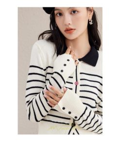 ニット・セーター | カーディガン レディース 春 秋 長袖 トップス  50代 40代 30代 20代 ボーダー柄 おしゃれ キレイめ お出かけ 着痩せ オシャレ 部屋着 ニット あったか