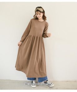 マキシ | ワンピース レディース ウエスト切替 スウェット素材 ロングワンピース タック入 L XL XXL シンプル カジュアル キレイめ 40代 通勤 オシャレ 50代 30代 20代