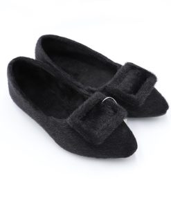 ショートブーツ | もこもこ温かい パンプス 綿毛 靴 ぺたんこ靴 大人 シューズ レディース 通勤 浅口