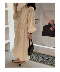 マキシ | ワンピース レディース 40代 50代 長袖 きれいめ ゆったり ロング丈 マキシ丈 体型カバー 無地 着痩せ 30代 カジュアル 通勤通学 夏物 お出かけ シンプル 上品