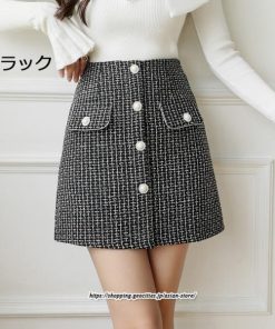 スカート | ミニレディース Aライン ハイウエスト ショート丈 カジュアル お出かけ 通勤 着回し オシャレ 新作 韓国風 ラシャ 暖か キレイめ 2022秋冬