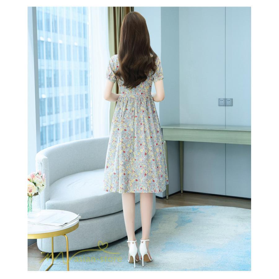 ミディアム | ワンピース レディース 花柄 サマーワンピース 半袖 シャツワンピース 夏 30代 40代 きれいめ プリント おしゃれ 膝丈 ミディアムワンピース 大きいサイズ