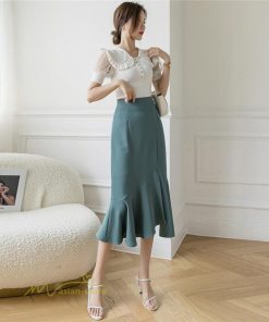 スカート | マーメイドボトムス レディース きれいめ 春 夏 無地 オフィス おしゃれ ミモレ丈 フォーマル 通勤 韓国風 ハイウエスト スリット エレガント 40代